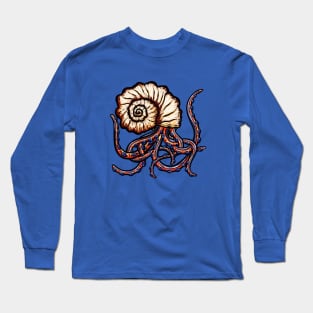 Octopus Conch Seashell Tentacle Cartoon Illustration Long Sleeve T-Shirt